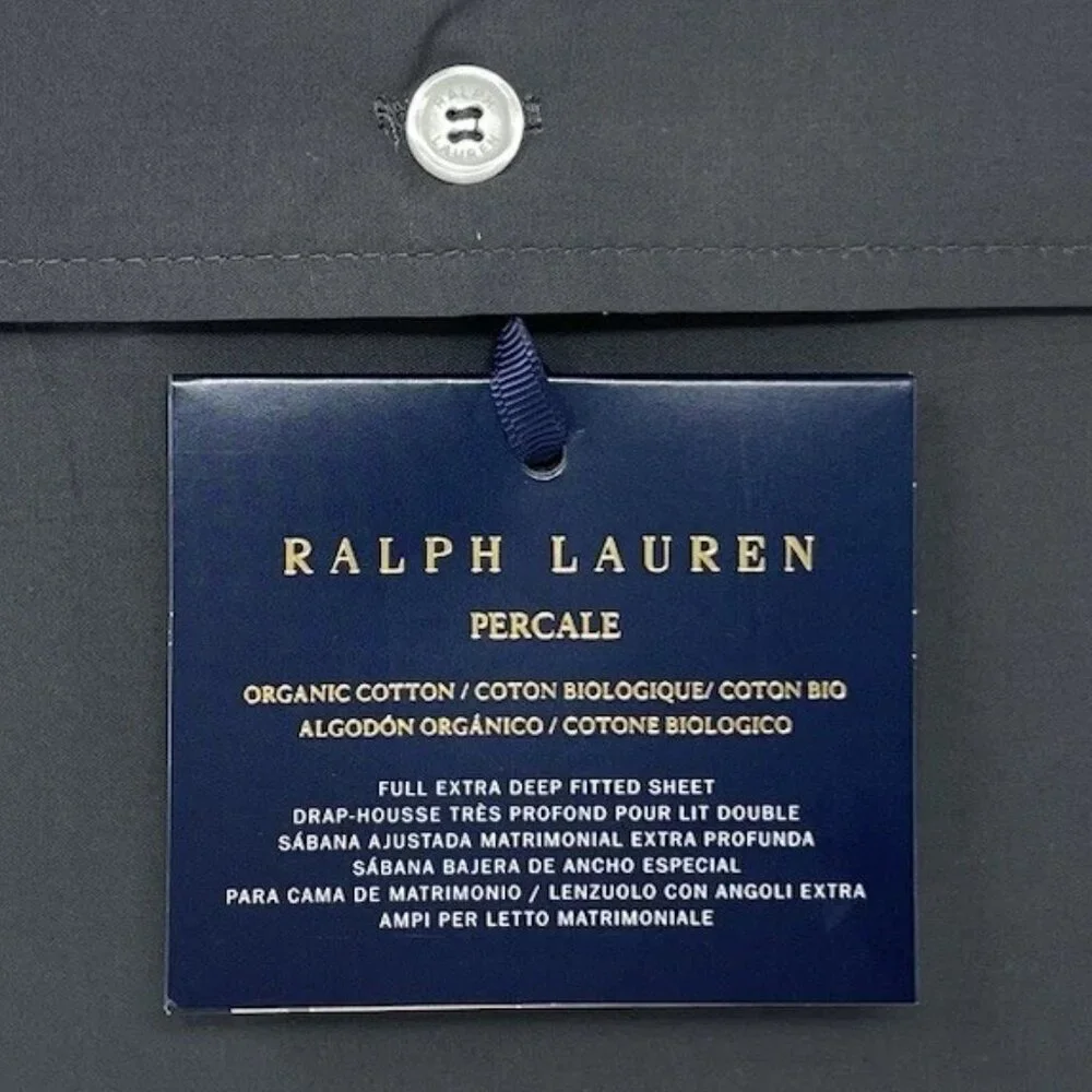 NWT - Ralph Lauren FULL ORGANIC Cotton Percale Fitted Sheet Loft Gray